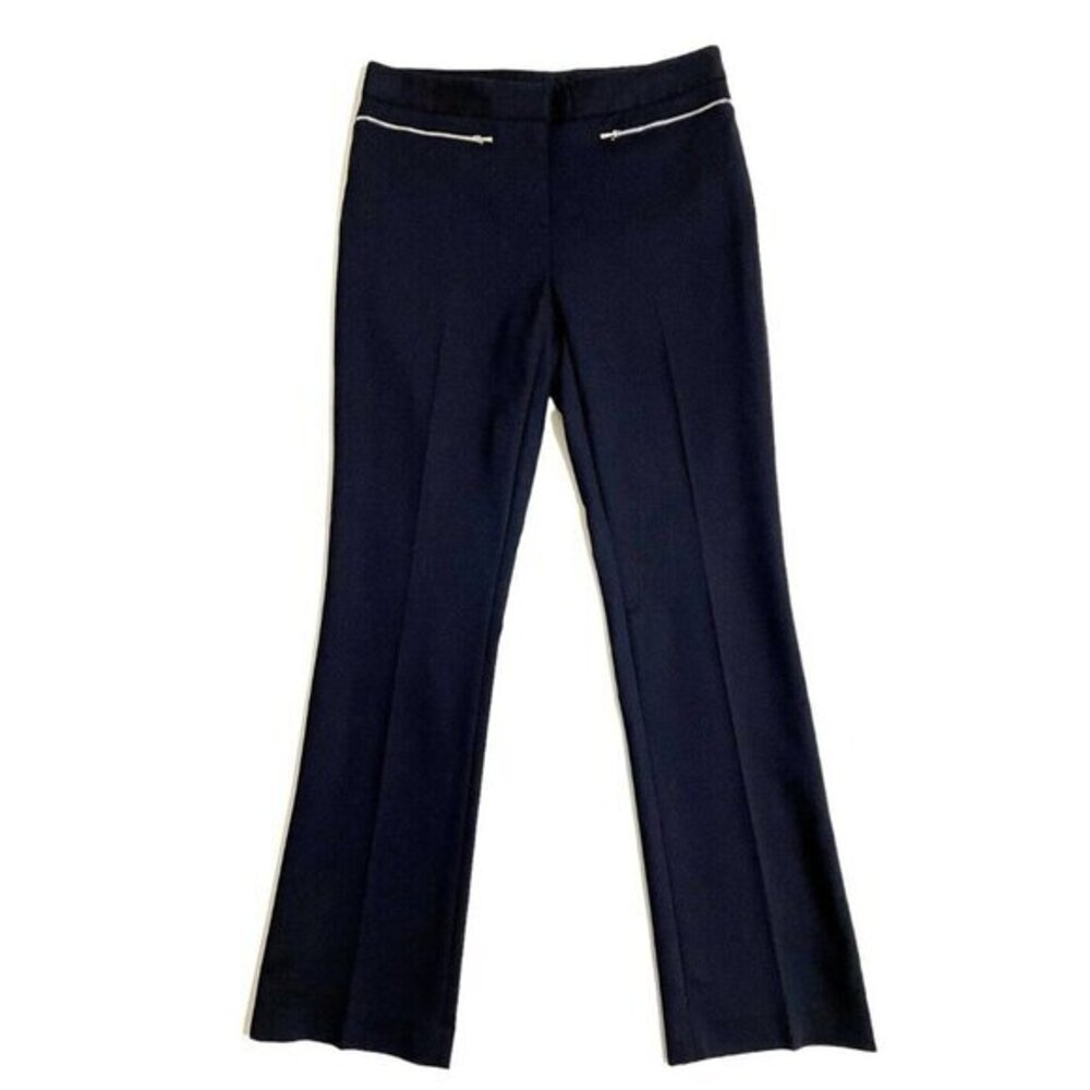 Lewit Wool Blend Pants Navy Blue Flare Leg Zipper Pockets SZ 6 New